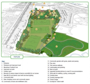 Draft aerial plan of the Merstham recreation ground layout